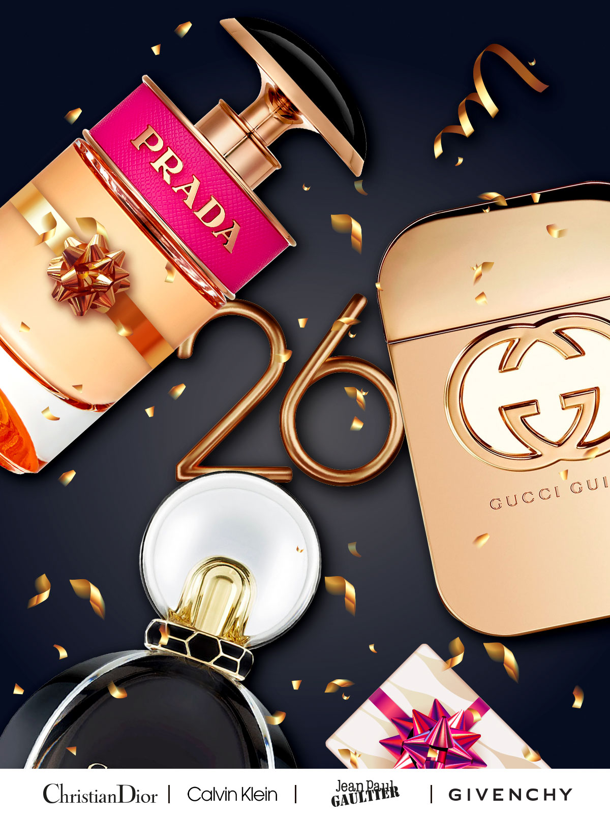 Golden confetti falls around best selling scents during New Year savings