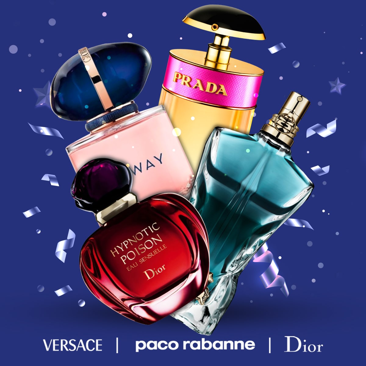 Confetti surrounds popular fragrances on sale during New Year's Deals