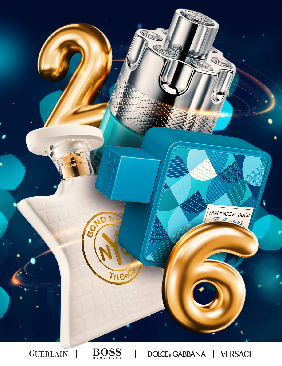 Balloons float with best-selling fragrances during sales for the New Year