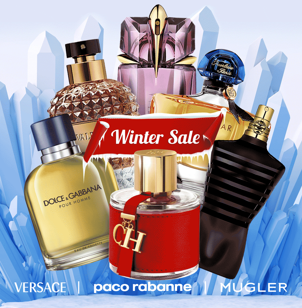 Snow falls around best selling perfume and cologne during winter sale