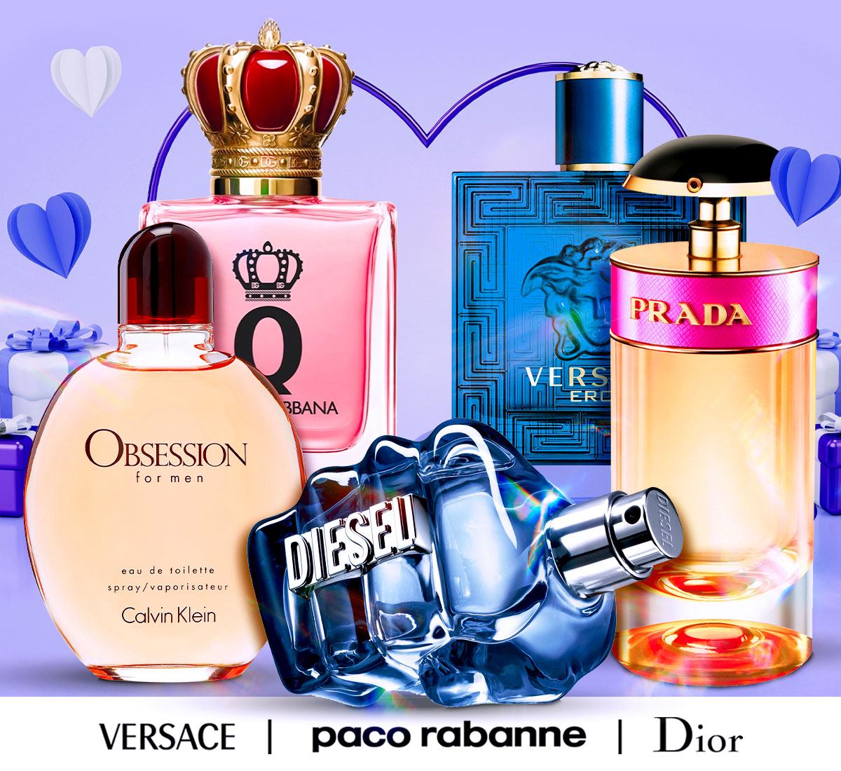 Favorite fragrances sit on a Valentine's Day display during seasonal savings