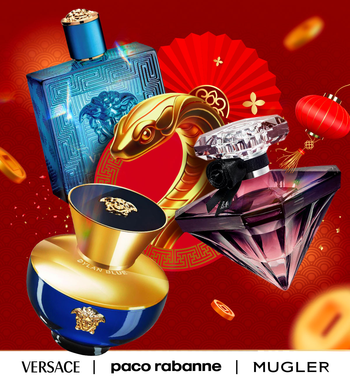 A golden snake emerges behind best-selling fragrances during Lunar New Year savings