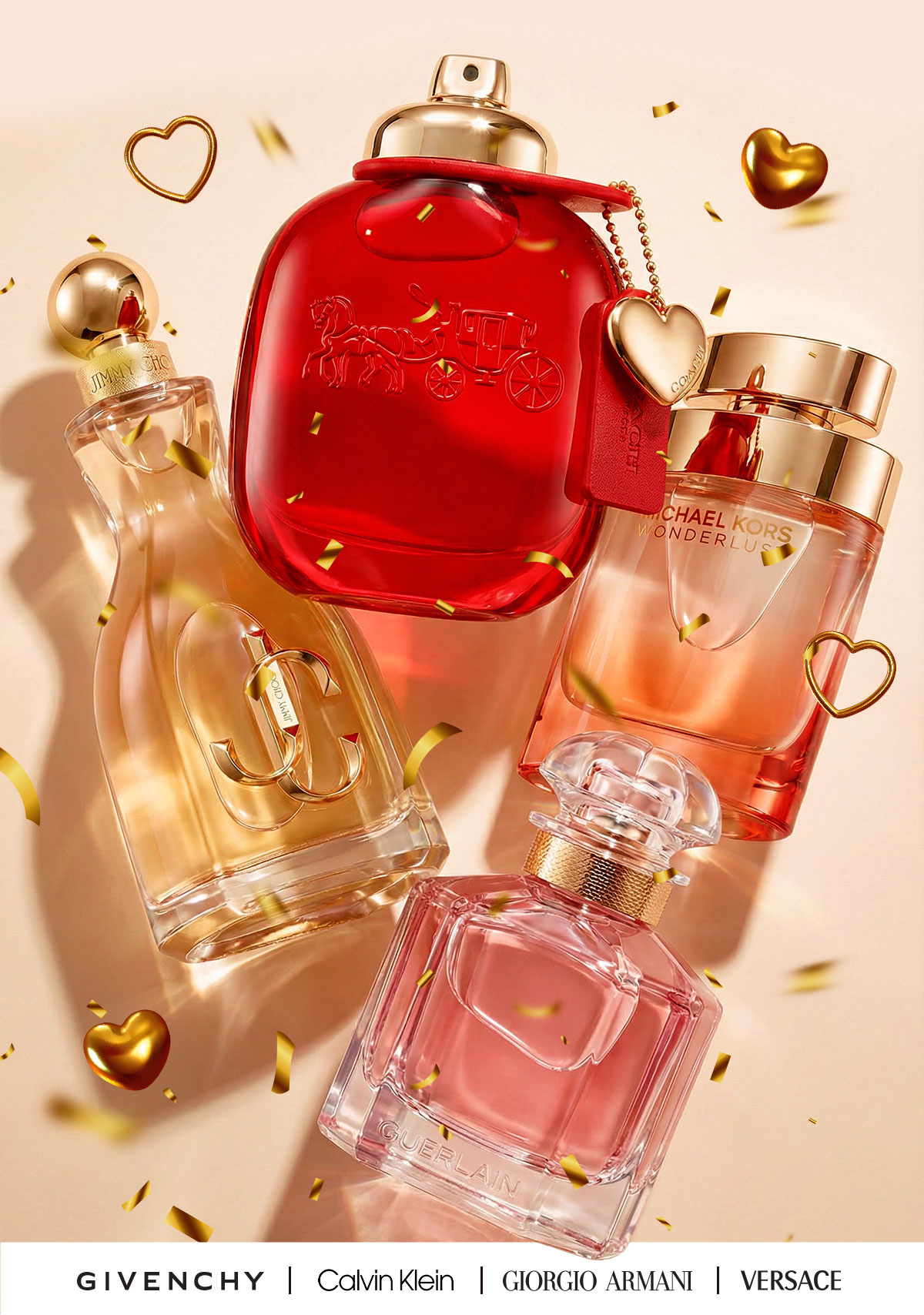 Gold hearts and confetti flutter around popular picks for Mother's Day gifts