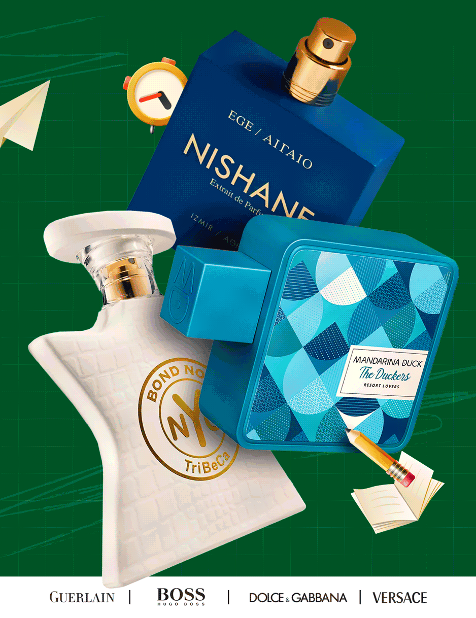 Doodles and school supplies float around popular back to school fragrances