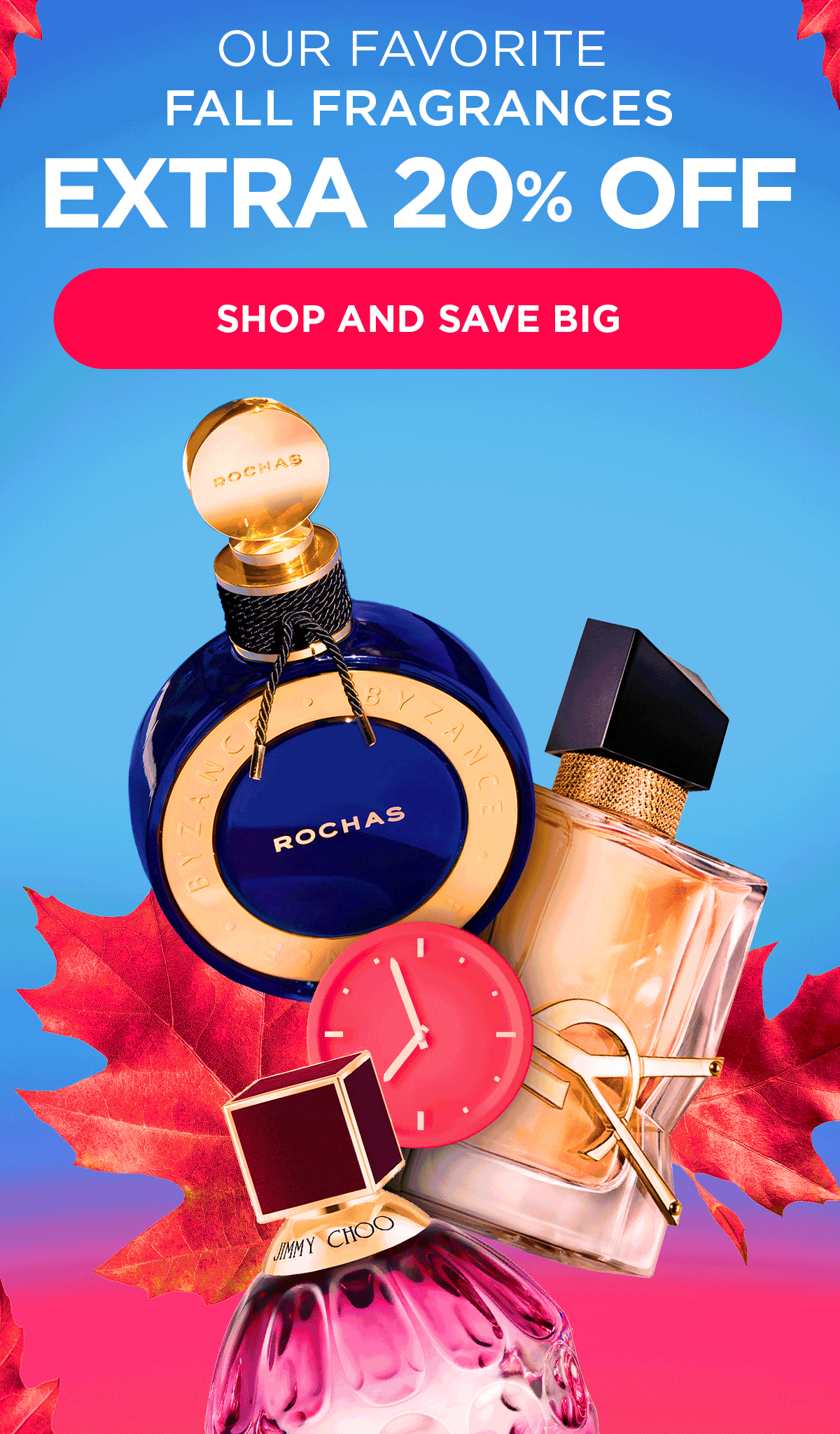 Our favorite fall fragrances. Extra 20% Off. A cutout reveals best selling scents surrounded by autumn elements
