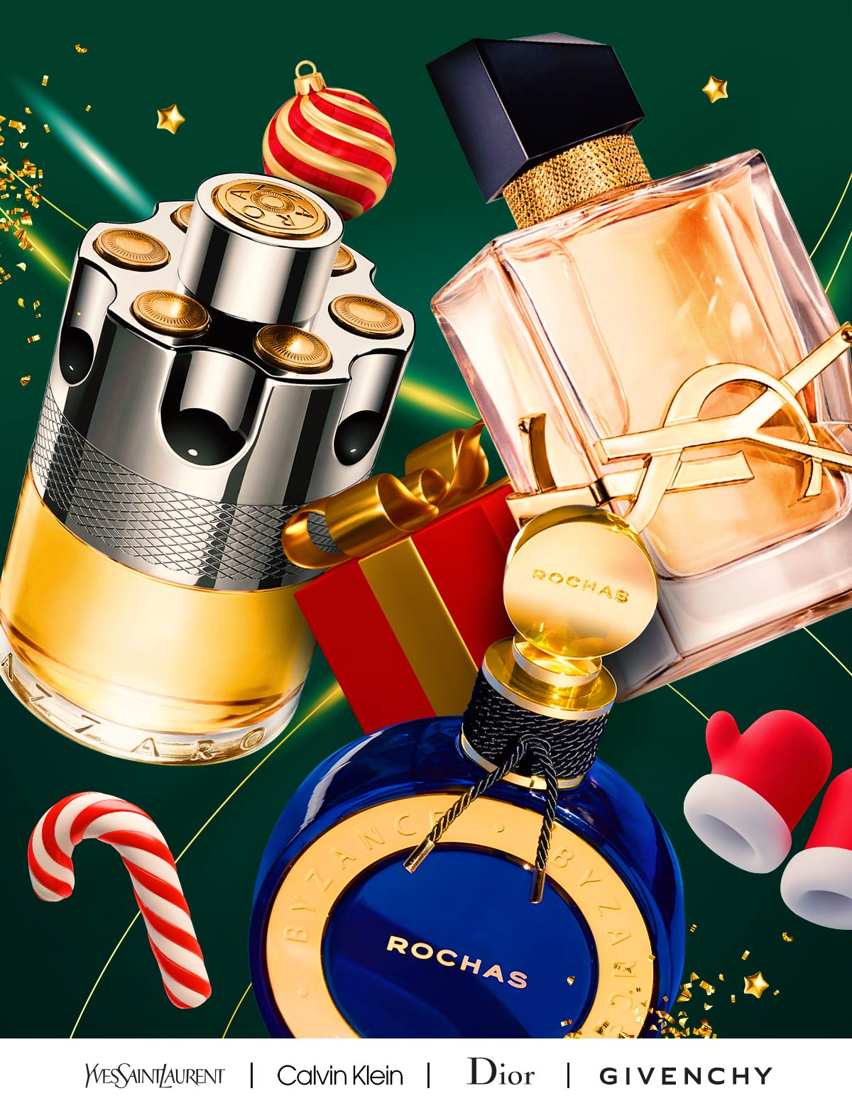 Christmas elements surround best-selling scents that make great holiday gifts