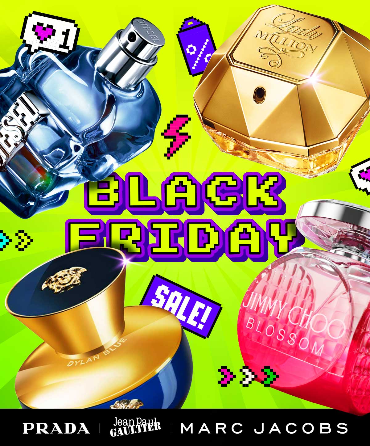  Neon elements announce Black Friday savings on best-selling perfume and cologne