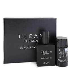 Clean Black Leather Cologne -- Gift Set - 3.4 oz Eau De Toilette Spray + 2.6 oz Deodorant Stick