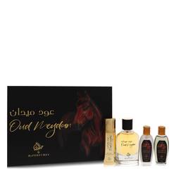 Oud Meydan Cologne -- Gift Set - 3.4 oz Eau De Parfum Spray + 3.4 oz Perfumed Hair & Body Mist + 2 oz Shower Gel + 2 oz Body Lotion