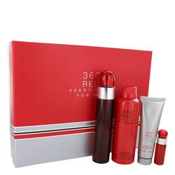 Perry Ellis 360 Red Cologne -- Gift Set - 3.4 oz Eau De Toilette Spray + .25 oz Mini EDT Spray + 6.8 oz Body Spray + 3 oz Shower Gel