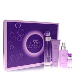 Perry Ellis 360 Purple Perfume -- Gift Set - 3.4 oz Eau De Parfum Spray + .25 oz Mini EDP Spray + 4 oz Body Mist Spray + 3 oz Shower Gel