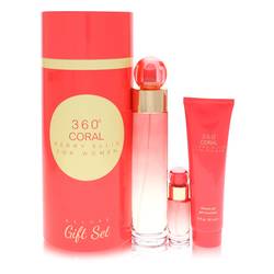 Perry Ellis 360 Coral Perfume -- Gift Set - 3.4 oz Eau de Parfum Spray + .25 oz Mini EDP Spray + 3 oz Shower Gel